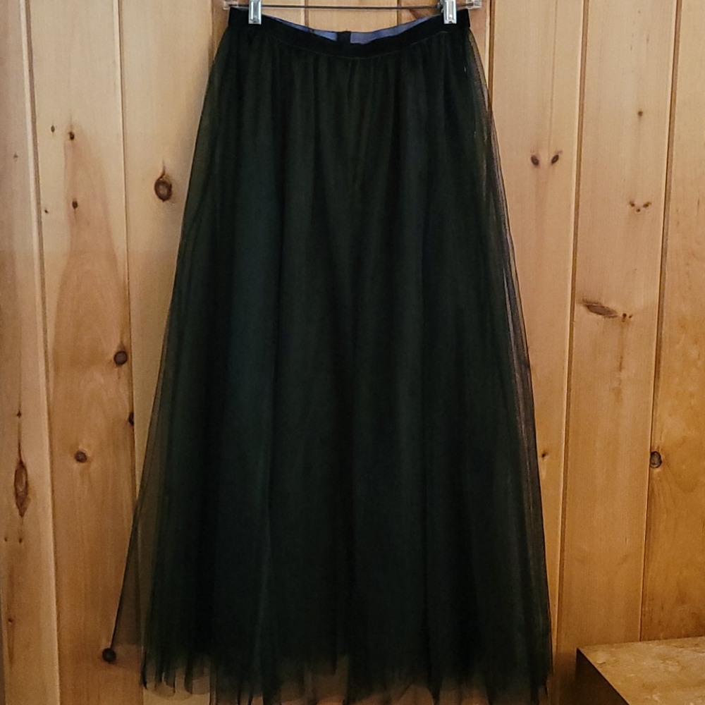 FP Intimately sz M Black Tulle Maxi Slip/Skirt